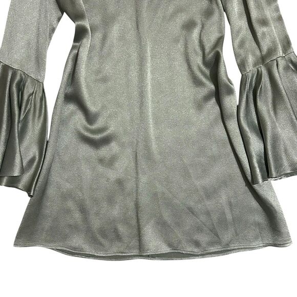 ALEXIS ($498) Pewter Textured Bell Sleeve Dress S - Picture 4 of 15